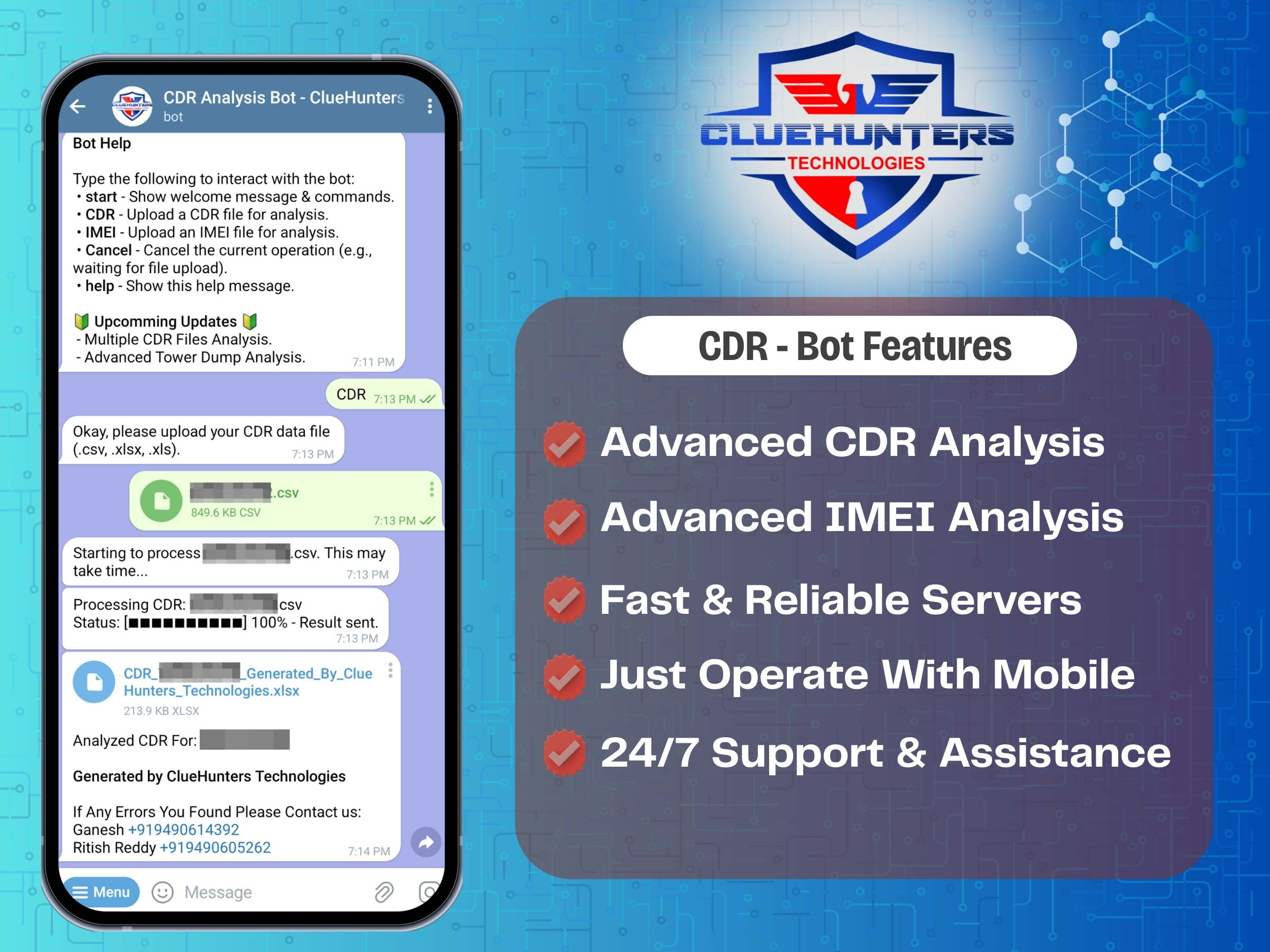 ClueHunters CDR Analysis Bot for mobile data forensics